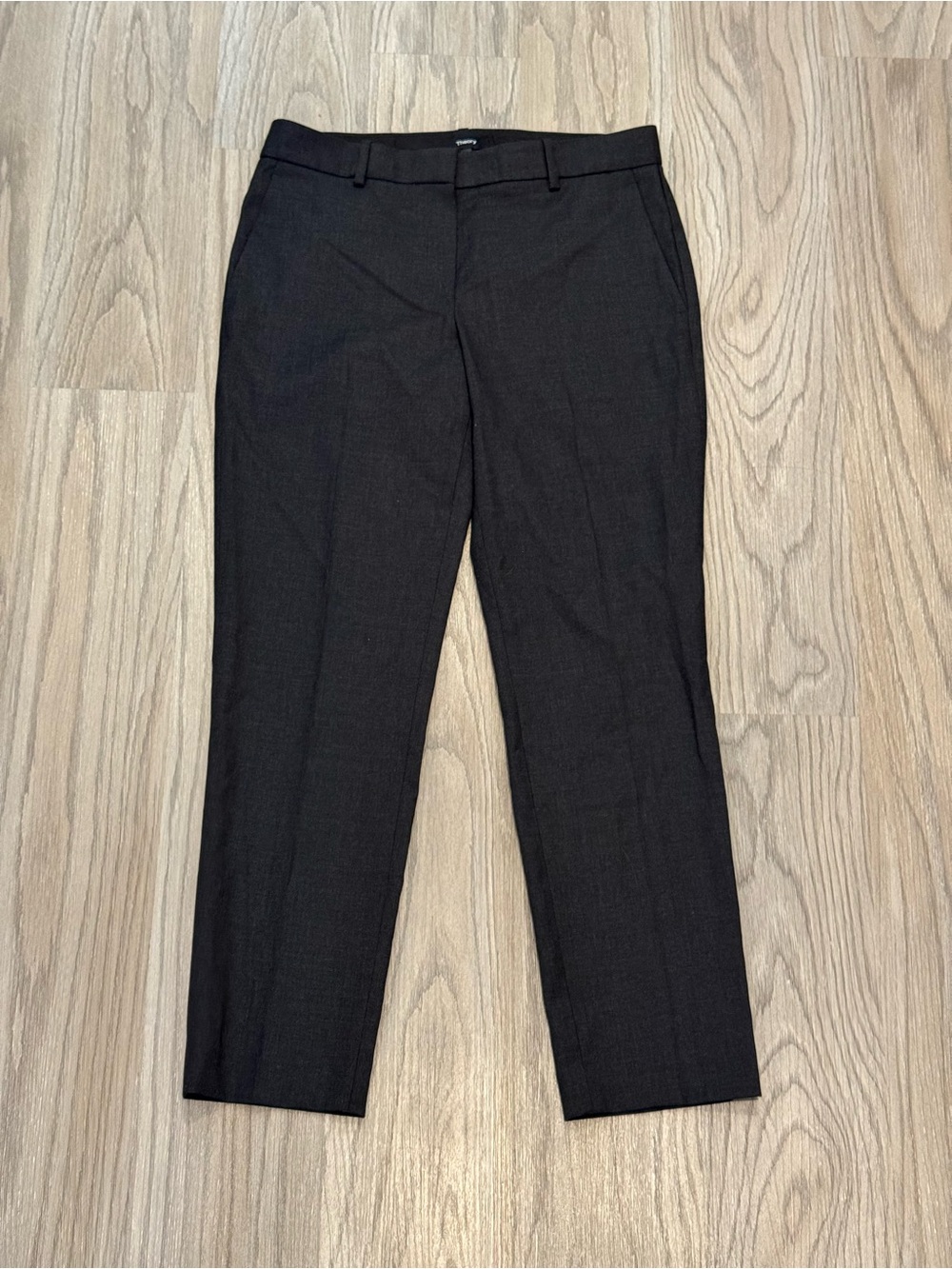 Theory Testra Wool Blend Straight Leg Ankle Pants Black Size 4 Women’s